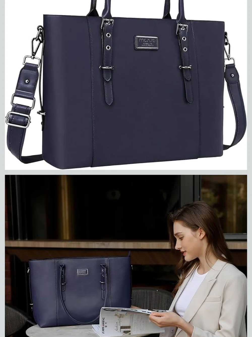 Stylish Navy Laptop Tote Bag